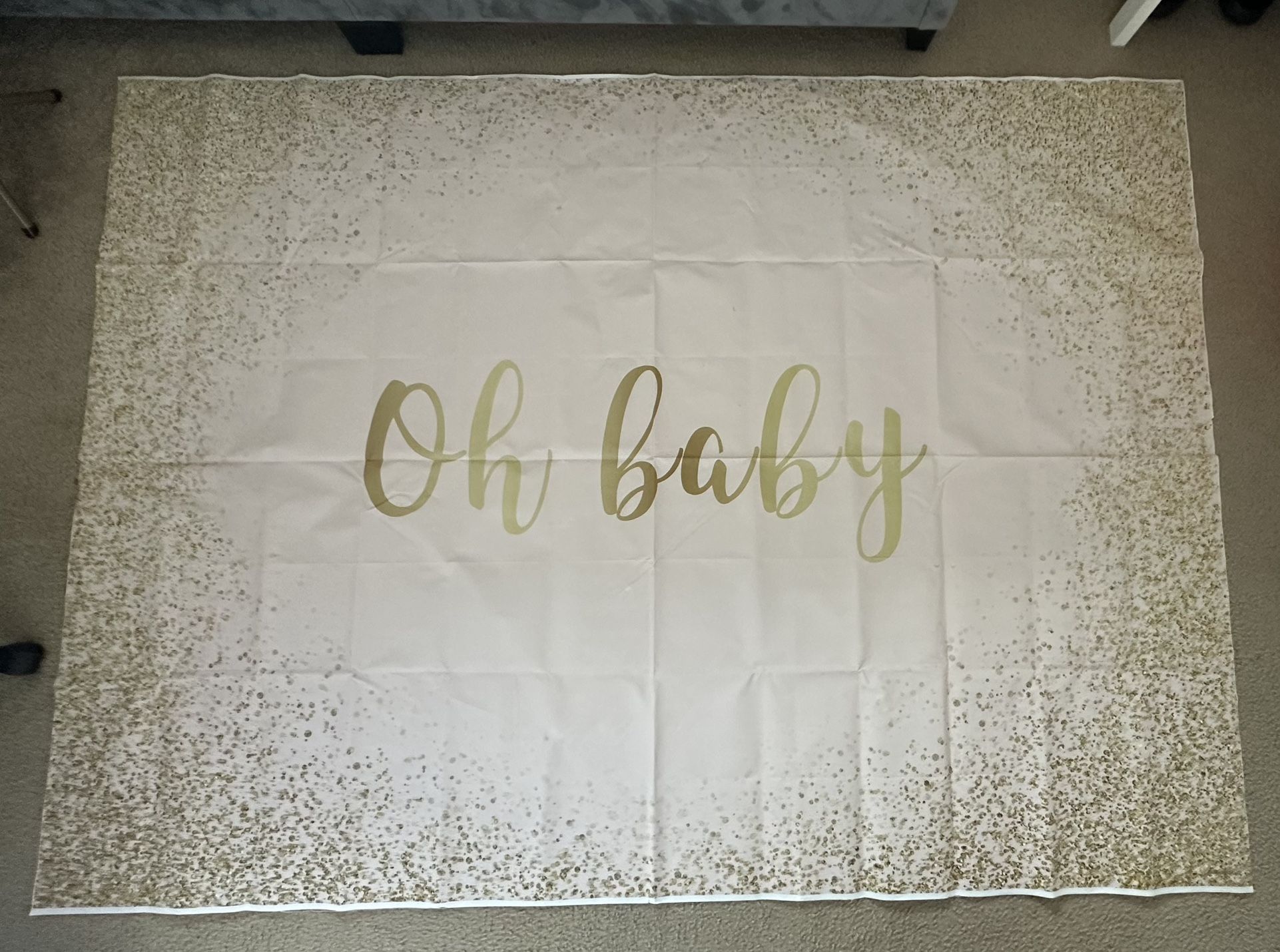 Gold and White 'Oh Baby' Backdrop