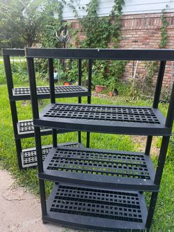 Black Plastic 4-Tier Storage Shelving Unit
