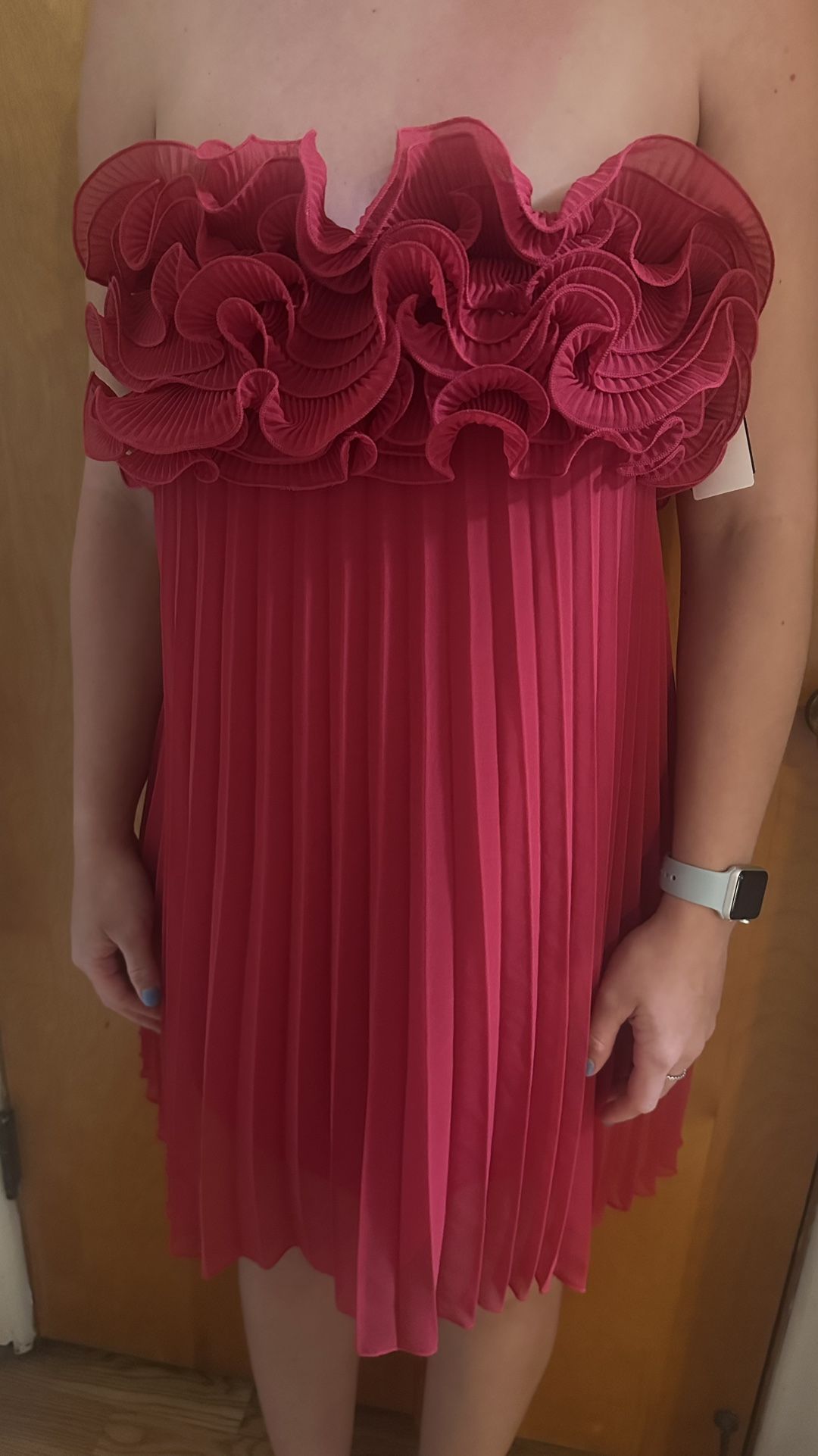 Zara Ruffle Pink/Red Hem Dress – New With Tags, Size M
