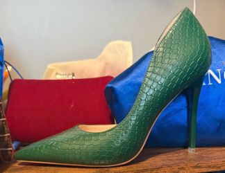 Fashion Green Pump for Women, Crocodile Embossed Pump