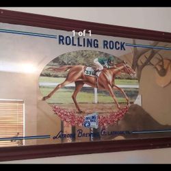 HUGE Rolling Rock Derby Beer Mirror 