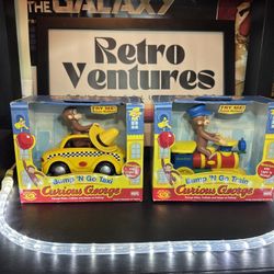 Curious George Bump 'N Go Taxi & Train Motorized with Light 'N Sound 2005 Marvel