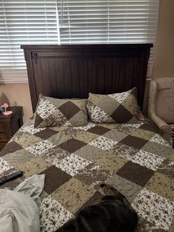 Dark Brown Wood Barn Door Style Headboard