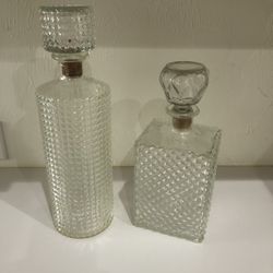 Vintage Thatcher Decanters (2) Hobnail