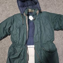 Great Lakes Recreation Green Down Parka Coat Hooded Men’s Large