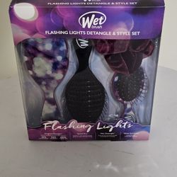 Wet Brush Gift Set “Flashing Lights” Print/Pattern Brushes +Scrunchie