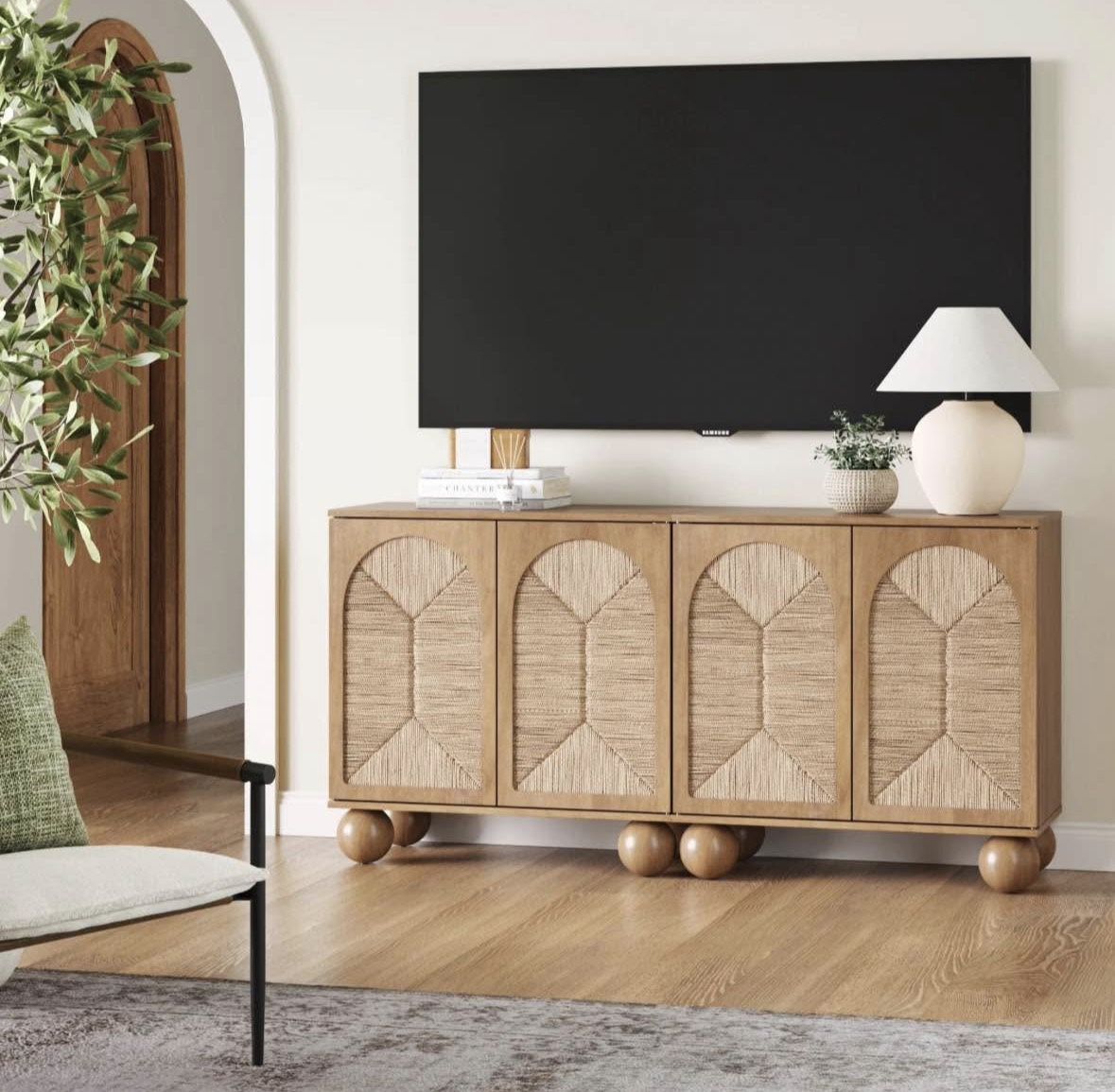 Nathan James Sea Grass Arched Tv Console