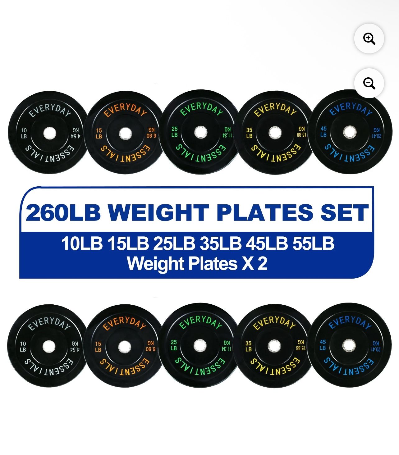 260lb Rubber Gym Plates Set