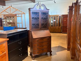 Vintage Well-Kept Secretary Desk Cabinet w/ Original Locking Hardware & Key