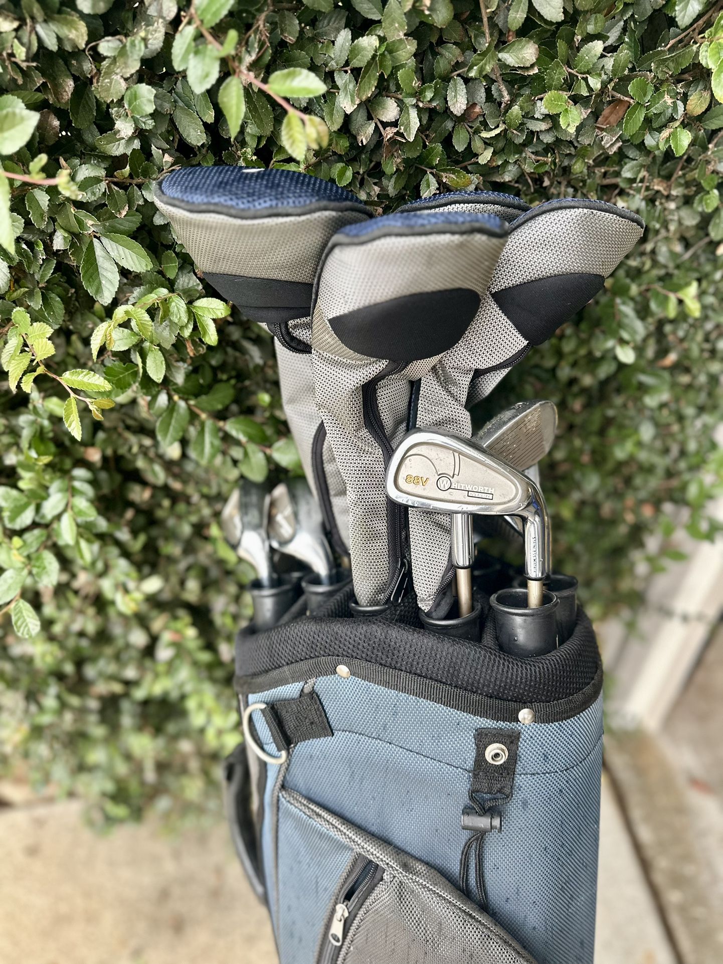 Full set Whitworth golf clubs with bag. Used a few times. Great for beginners. 