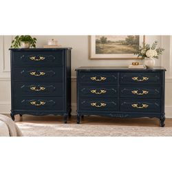 French Provincial Navy Dresser Set