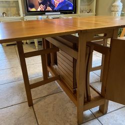 solid wood compact table with 4 chairs