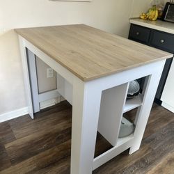 Kitchen Island Counter Table With Storage And Bar Stool Chairs 