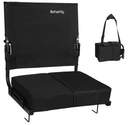 Stadium Seat for Bleachers with Back Support, Wide Padded Bleacher Chair with High Back and Thick Cushion for Adults, Folding Stadium Chair for Footba
