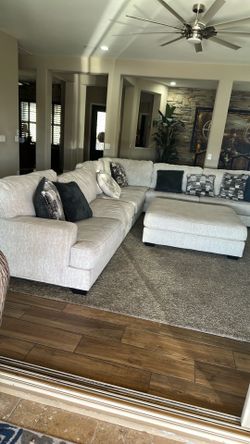 Large Ashley sectional with ottoman