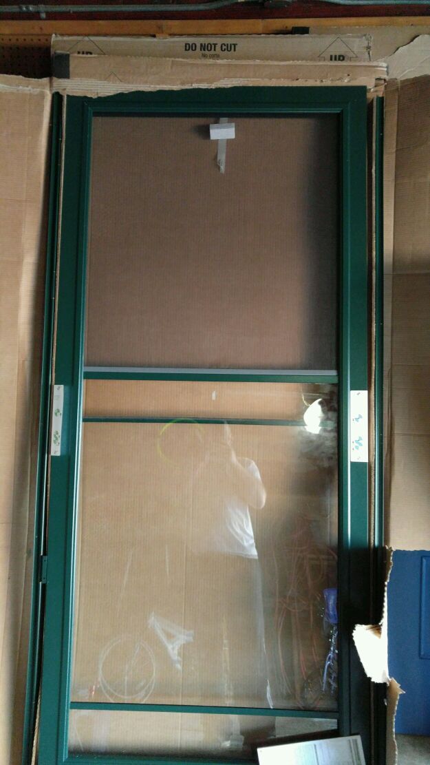 Pella RolScreen storm door 36" x 80-81" green Brand New!