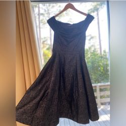 Modcloth "Kettle Corn" Women’s Dress Metallic Black Sz XS by Emily& Fin $45 obo