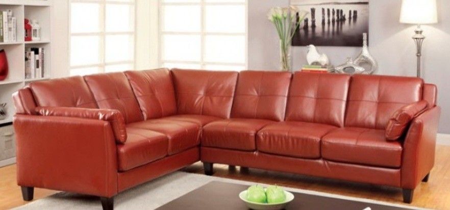 Brand New Red Leather Sectional Sofa 