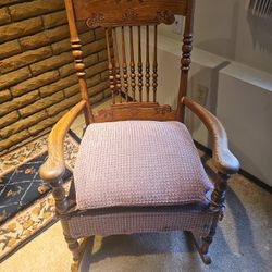 Vintage Oak Wood Rocking Chair
