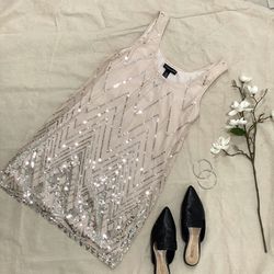 SOCIALITE NUDE BEIGE TANK TOP SEQUIN DRESS