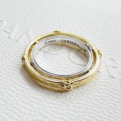 Pandora 14k Gold Plated, Game of Thrones Spinning Astrolabe Ring #163136C01 + PANDORA GIFT BOX & Polishing Cloth + Tag