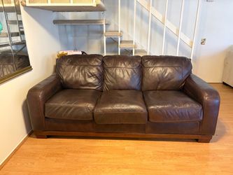 Brown Leather 3-Seat Sofa