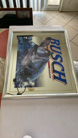 Vintage 1998 Busch Beer Bass Fishing Mirror 25” X 21”