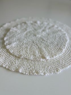 Vintage Handmade White Crochet Doily Set (2 Pieces - 14" & 9.5")