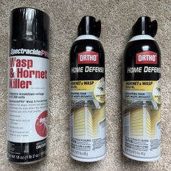 2 ORTHO HOME DEFENSE HORNET & WASP KILLER + 1 Spectracide Wasp & Hornet Killer.  Sprays up to 20 feet away!