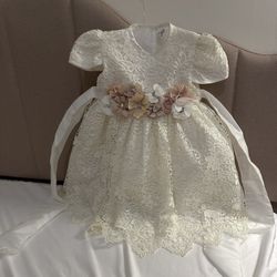 Floral Baby Girl Dress White/Cream Size 1