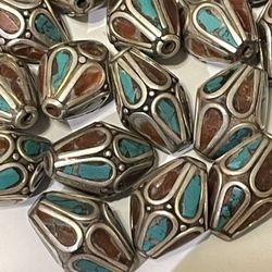 Tibetan Turquoise Bead Lot Of 4