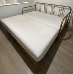 Sofa Bed/ Daybed with 2 Twin Mattresses, Gold/ Vannareid Firm