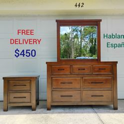 Dresser With Mirror And Night Stand 🚛 FREE DELIVERY 🚛