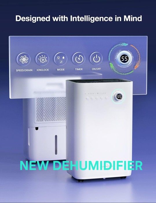 Lumysis 4500 Sq. Ft 50 Pints Dehumidifiers for Basements, Large Rooms, and Home with Auto or Manual Drainage | 45db Industry Leading Noise Reducing 