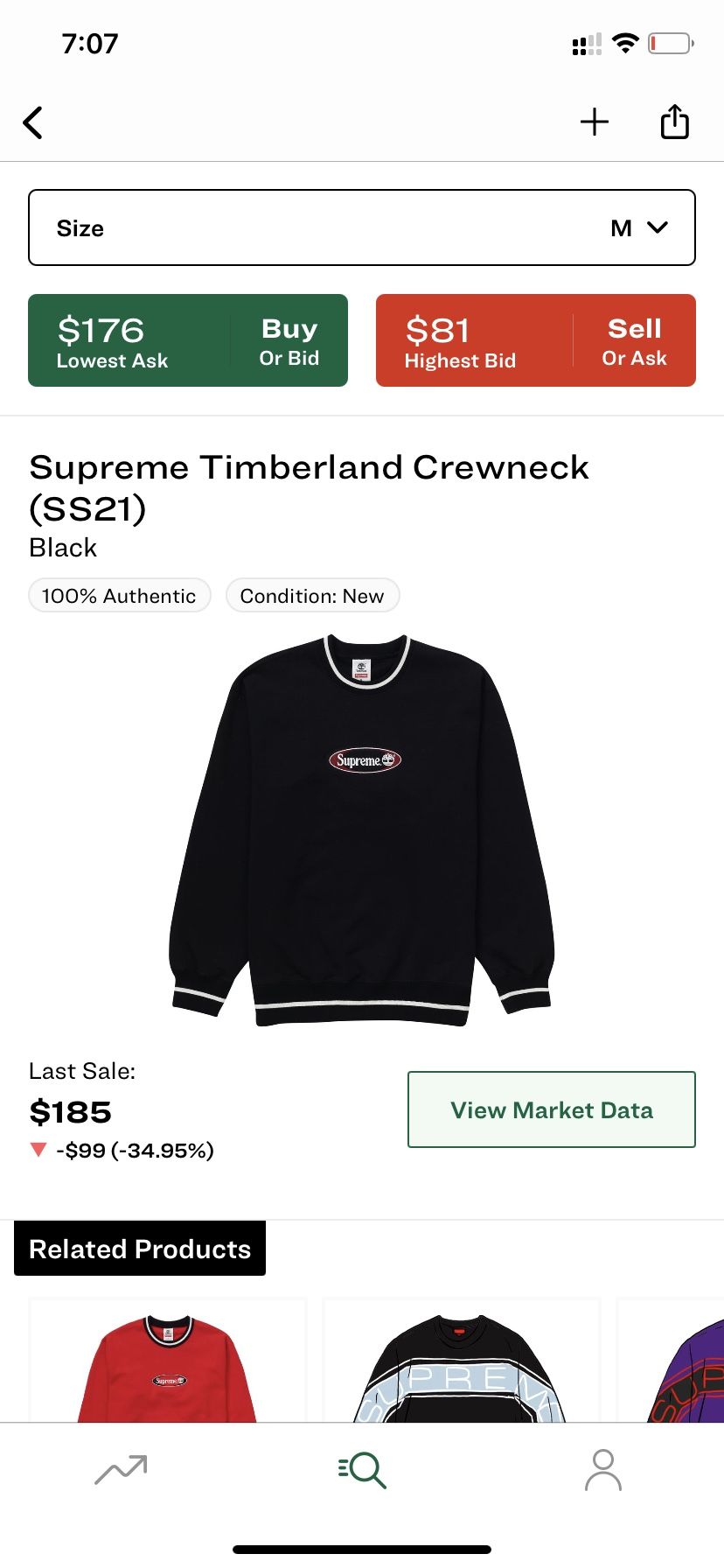 Supreme®/Timberland® Crewneck Size M