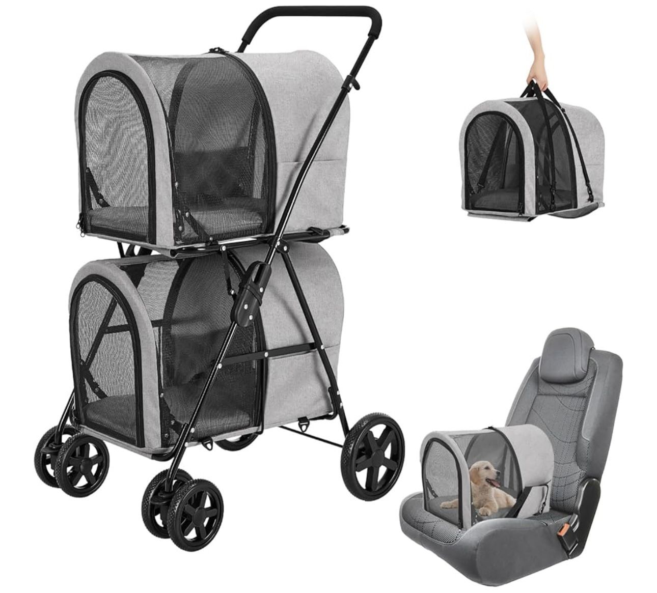 LPOTIUS Double Pet Stroller