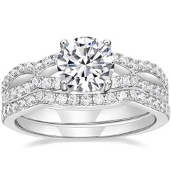 Mameloly 1ct Wedding Rings for Women Round Bridal Ring Sets Halo Cubic Zirconia Engagement Promise Rings for Her Size 4-10