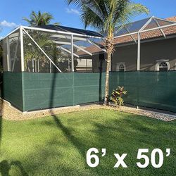 (Brand New) $40 Black Color 6x50 FT Privacy Screen Fence, Mesh Shade Cover for Garden Wall Yard Backyard 