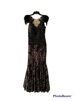 MAC DUGGAL Embellished Illusion-Neck Gown Size 4
