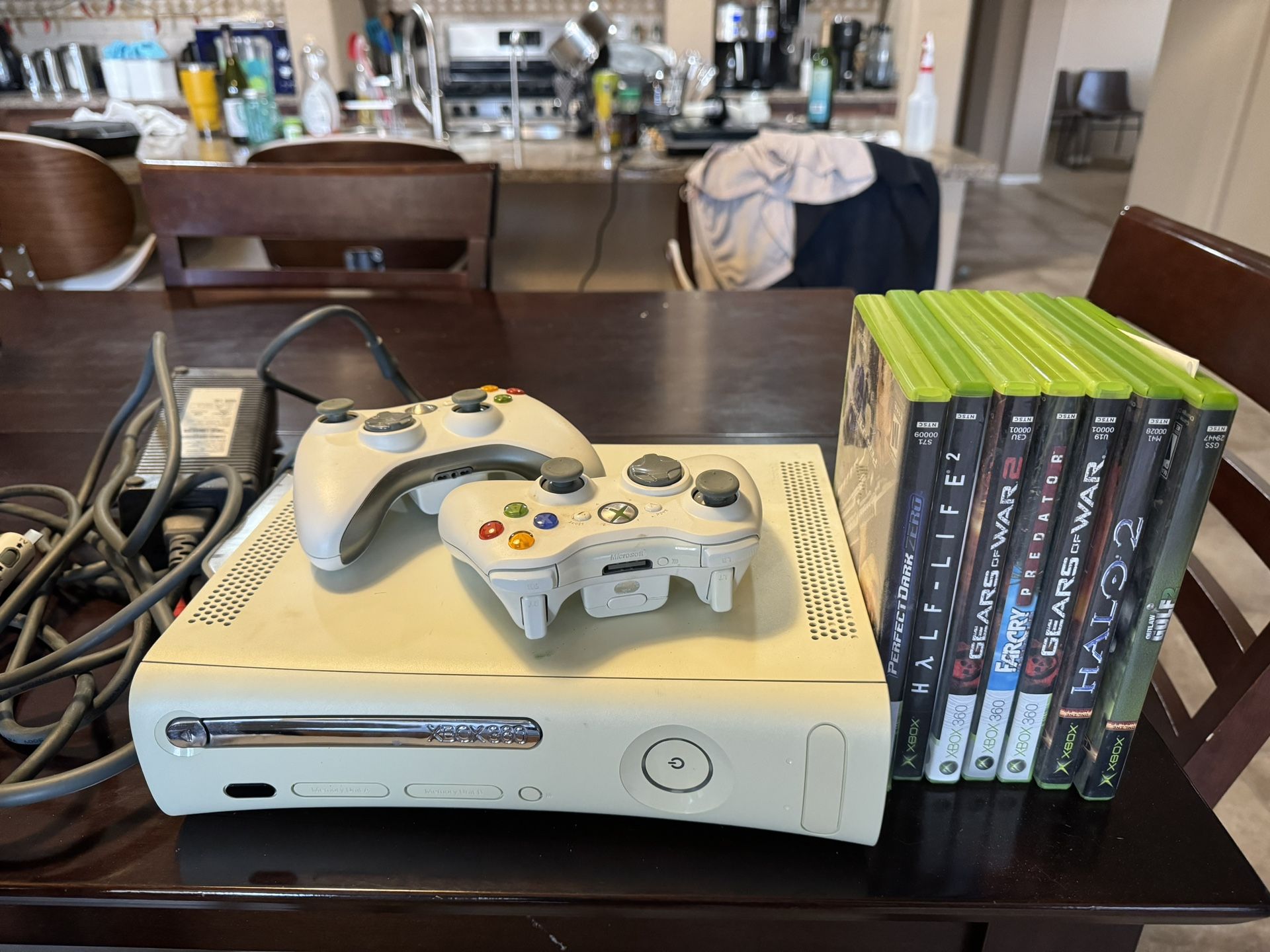 Xbox 360 With 6 Games and 2 Controllers