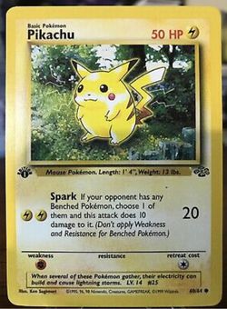 Pikachu Pokemon Card Ultra Rare 1999 1st Edition 60/64 Very Good
