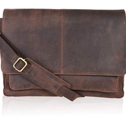 Leather messenger laptop bag 