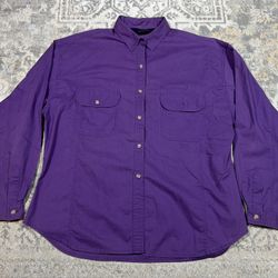 Woolrich Shirt Women's Size 14 Eggplant Button Up Long Sleeve Cotton *Flaws