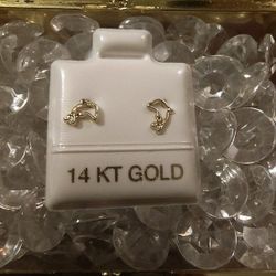 14 kt Dolphin Stud Earrings 