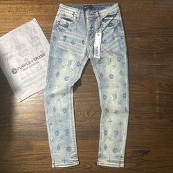 Purple Brand Blue Monogram Denim Jeans
