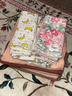 Receiving blankets, burp cloths