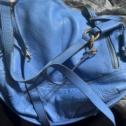 B Makosky Soft Blue Leather Handbag And A Wallet