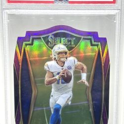 JUSTIN HERBERT PSA 10 Rookie Select Die-Cut People Prizm #144 (CRACKED SLAB)