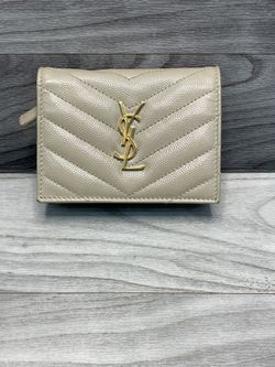 Saint Laurent Cassandre Matelassé Lambskin Flap Card Case - Beige (A1D015324)