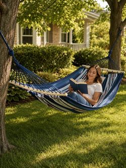 Double Hammock, Cotton Light Hammock Camping Portable Hammock with Carrying Bag